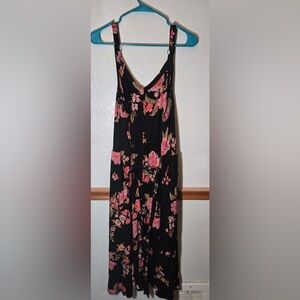 Torrid Black Floral Maxi Dress with Pink & Gold Blossoms